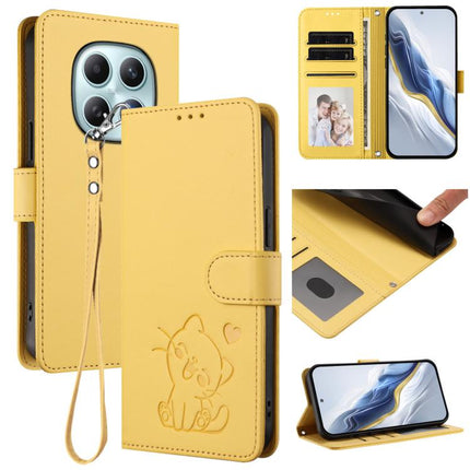 Embossed Heart Cat Leather Phone Case with Hand Strap, For Redmi Note 15 Pro+ 5G 163.3mm/Poco M8 Pro 5G, For Redmi Note 15 5G / 4G 164mm / Poco M8 5G