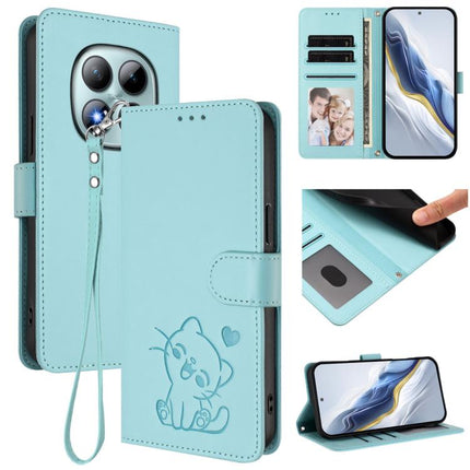Embossed Heart Cat Leather Phone Case with Hand Strap, For Redmi Note 15 Pro+ 5G 163.3mm/Poco M8 Pro 5G, For Redmi Note 15 5G / 4G 164mm / Poco M8 5G
