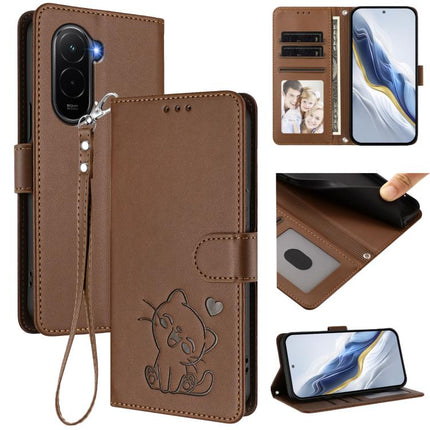 Embossed Heart Cat Leather Phone Case with Hand Strap, For Redmi 15C 5G / 4G EU 173mm / Poco C85 5G, For Xiaomi Poco M7 4G 169mm