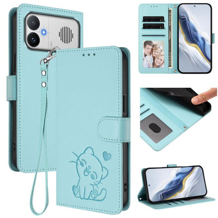 Embossed Heart Cat Leather Phone Case with Hand Strap, For Redmi A5 4G 171.7mm / Xiaomi Poco C71, For Redmi K90 Max 5G