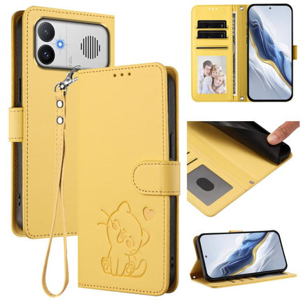 Embossed Heart Cat Leather Phone Case with Hand Strap, For Redmi A5 4G 171.7mm / Xiaomi Poco C71, For Redmi K90 Max 5G