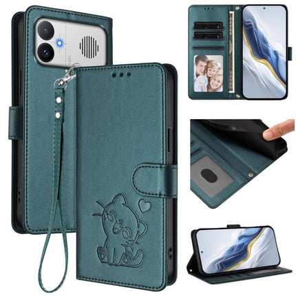 Embossed Heart Cat Leather Phone Case with Hand Strap, For Redmi A5 4G 171.7mm / Xiaomi Poco C71, For Redmi K90 Max 5G