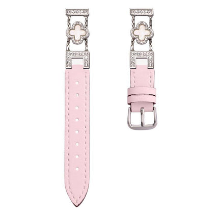 xDfind Four-leaf Clover Metal Hybrid Leather Watch Band, 14mm