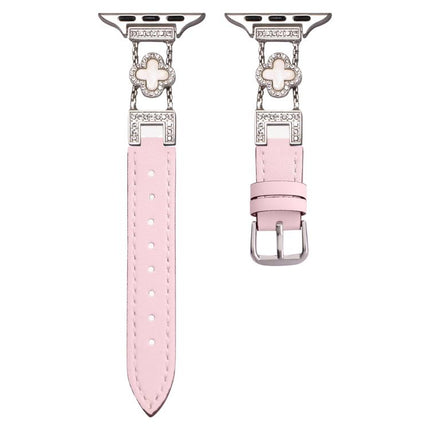 xDfind Four-leaf Clover Metal Hybrid Leather Watch Band, For Apple Watch 42 / 44 / 45 / 46 / 49mm, For Apple Watch 38 / 40 / 41 / S10 42mm