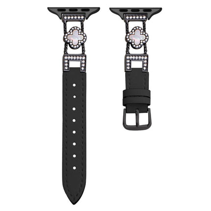 xDfind Four-leaf Clover Metal Hybrid Leather Watch Band, For Apple Watch 42 / 44 / 45 / 46 / 49mm, For Apple Watch 38 / 40 / 41 / S10 42mm