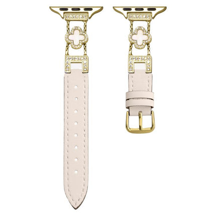 xDfind Four-leaf Clover Metal Hybrid Leather Watch Band, For Apple Watch 42 / 44 / 45 / 46 / 49mm, For Apple Watch 38 / 40 / 41 / S10 42mm