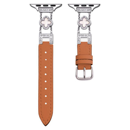 xDfind Four-leaf Clover Metal Hybrid Leather Watch Band, For Apple Watch 42 / 44 / 45 / 46 / 49mm, For Apple Watch 38 / 40 / 41 / S10 42mm