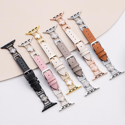 xDfind Four-leaf Clover Metal Hybrid Leather Watch Band, For Apple Watch 42 / 44 / 45 / 46 / 49mm, For Apple Watch 38 / 40 / 41 / S10 42mm