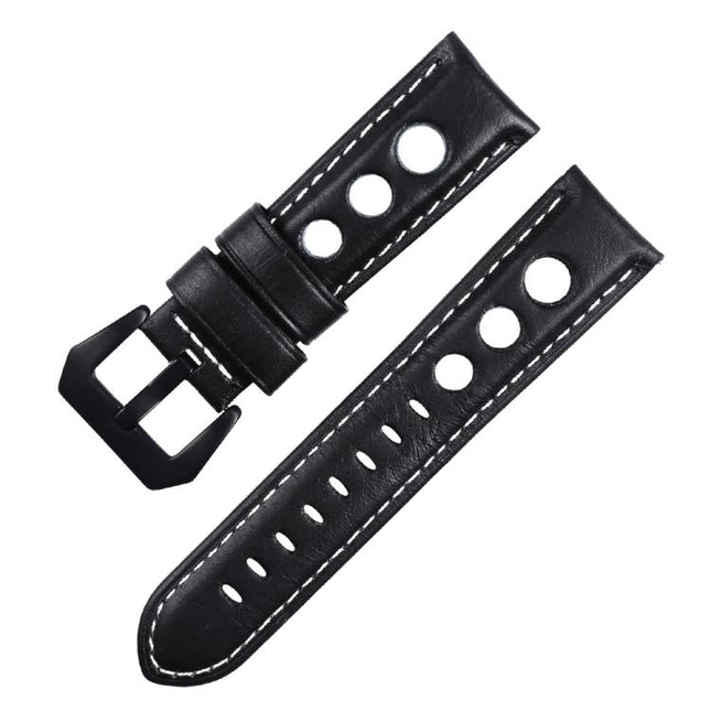 xDfind Three-hole Breathable Genuine Leather Watch Band, 20mm, 22mm, 24mm