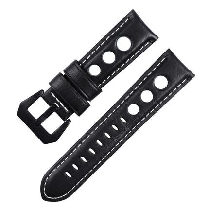 xDfind Three-hole Breathable Genuine Leather Watch Band, 20mm, 22mm, 24mm