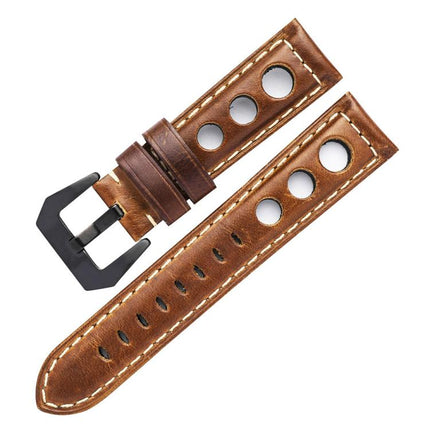 xDfind Three-hole Breathable Genuine Leather Watch Band, 20mm, 22mm, 24mm