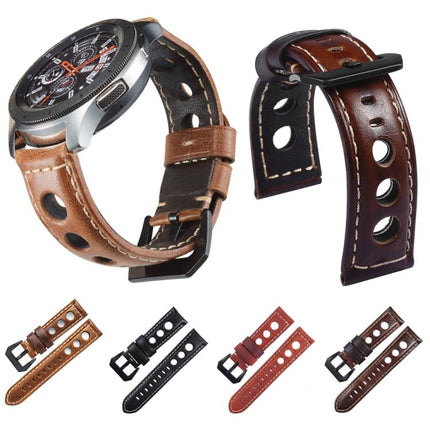 xDfind Three-hole Breathable Genuine Leather Watch Band, 20mm, 22mm, 24mm