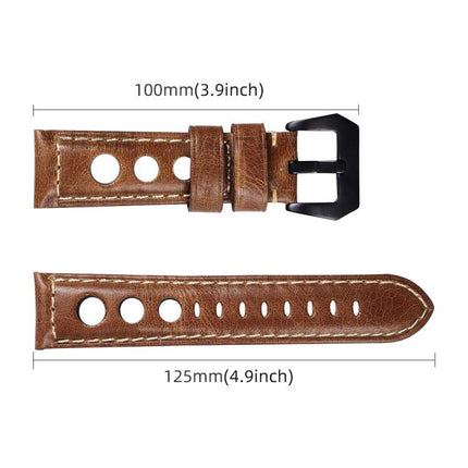 xDfind Three-hole Breathable Genuine Leather Watch Band, 20mm, 22mm, 24mm