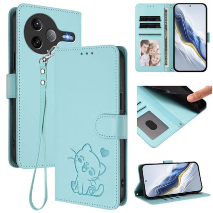 Embossed Heart Cat Leather Phone Case with Hand Strap, For Xiaomi Poco F7 5G / Redmi Turbo 4 Pro 5G, For Xiaomi Poco F7 Ultra 5G / Redmi K80 Pro