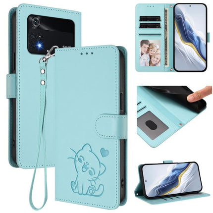 Embossed Heart Cat Leather Phone Case with Hand Strap, For Xiaomi Civi 1S, For Xiaomi Poco M4 Pro 4G