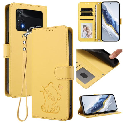 Embossed Heart Cat Leather Phone Case with Hand Strap, For Xiaomi Civi 1S, For Xiaomi Poco M4 Pro 4G