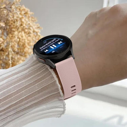 For Garmin Vivoactive 5 / Venu / Forerunner 165 xDfind Rose Gold Buckle Silicone Sport Watch Band, 18mm, 20mm