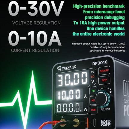 Mechanic DP3010 30V / 10A High Power Wide Voltage Mini Multi-functional Power Supply, EU Plug, US Plug