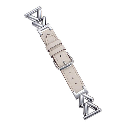 xDfind V-shaped Metal Hybrid Leather Watch Band, 22mm