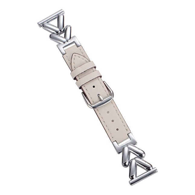 xDfind V-shaped Metal Hybrid Leather Watch Band, 22mm