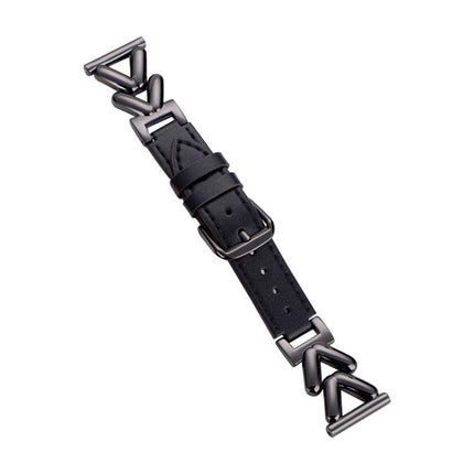 xDfind V-shaped Metal Hybrid Leather Watch Band, 22mm