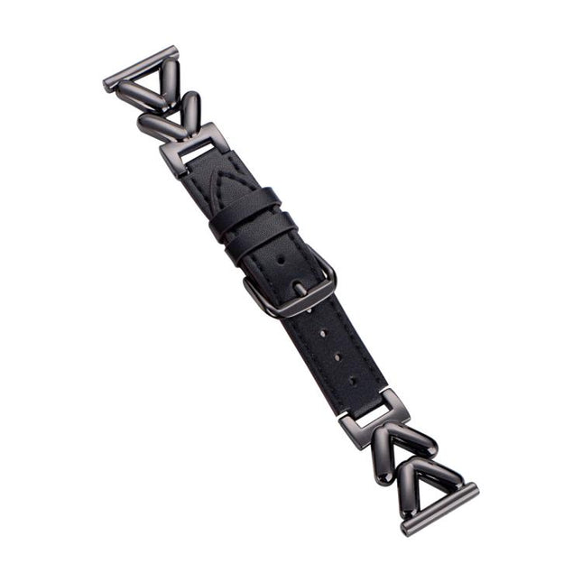 xDfind V-shaped Metal Hybrid Leather Watch Band, 22mm