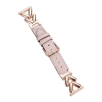 xDfind V-shaped Metal Hybrid Leather Watch Band, 22mm
