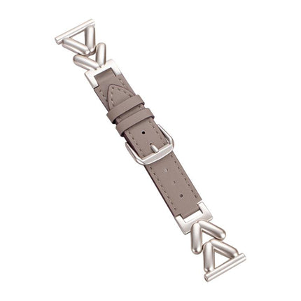 xDfind V-shaped Metal Hybrid Leather Watch Band, 22mm