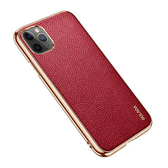 SULADA Litchi Texture Leather Electroplated Shckproof Protective Case, For iPhone 11 Pro Max, For iPhone 11 Pro, For iPhone 11