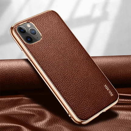 SULADA Litchi Texture Leather Electroplated Shckproof Protective Case, For iPhone 11 Pro, For iPhone 11, For iPhone 11 Pro Max