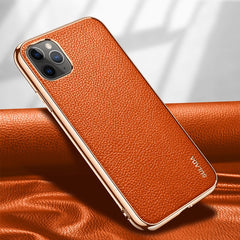 SULADA Litchi Texture Leather Electroplated Shckproof Protective Case, For iPhone 11 Pro Max, For iPhone 11 Pro, For iPhone 11