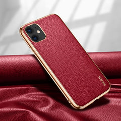 SULADA Litchi Texture Leather Electroplated Shckproof Protective Case, For iPhone 11 Pro Max, For iPhone 11 Pro, For iPhone 11