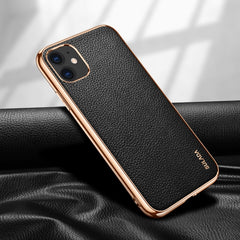 SULADA Litchi Texture Leather Electroplated Shckproof Protective Case, For iPhone 11 Pro Max, For iPhone 11 Pro, For iPhone 11