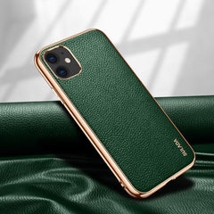 SULADA Litchi Texture Leather Electroplated Shckproof Protective Case, For iPhone 11 Pro Max, For iPhone 11 Pro, For iPhone 11