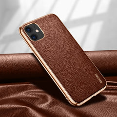 SULADA Litchi Texture Leather Electroplated Shckproof Protective Case, For iPhone 11 Pro Max, For iPhone 11 Pro, For iPhone 11