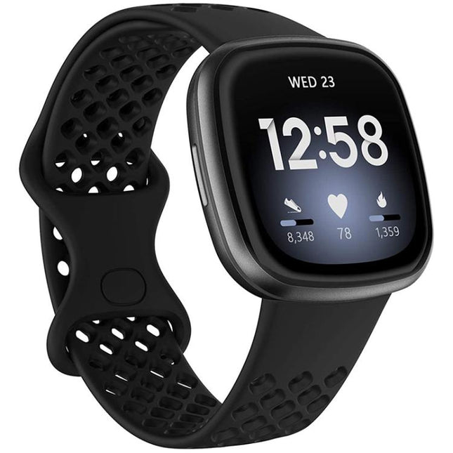 xDfind Breathable Holes Solid Color Silicone Watch Band For Fitbit Versa 3 / Sense, S, L