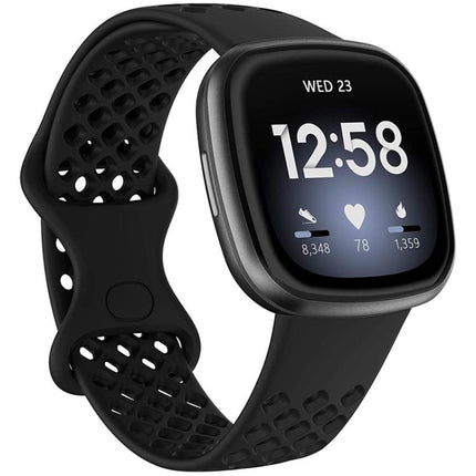 xDfind Breathable Holes Solid Color Silicone Watch Band For Fitbit Versa 3 / Sense, S, L