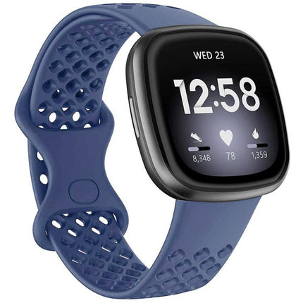 xDfind Breathable Holes Solid Color Silicone Watch Band For Fitbit Versa 3 / Sense, S, L
