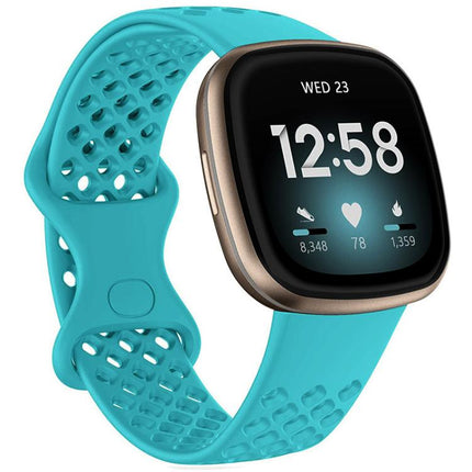xDfind Breathable Holes Solid Color Silicone Watch Band For Fitbit Versa 3 / Sense, S, L