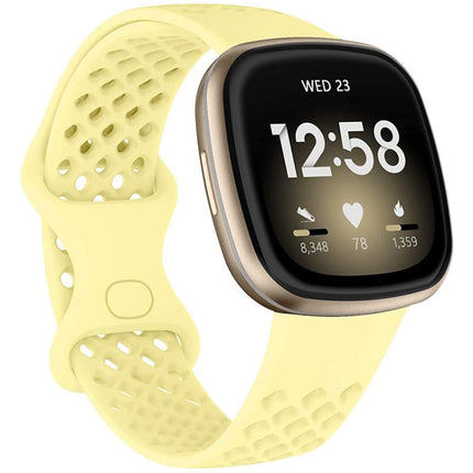 xDfind Breathable Holes Solid Color Silicone Watch Band For Fitbit Versa 3 / Sense, S, L
