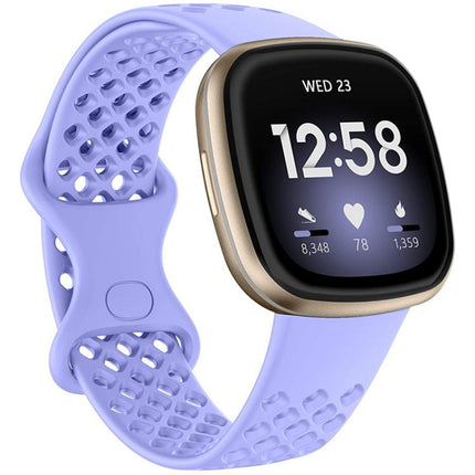xDfind Breathable Holes Solid Color Silicone Watch Band For Fitbit Versa 3 / Sense, S, L