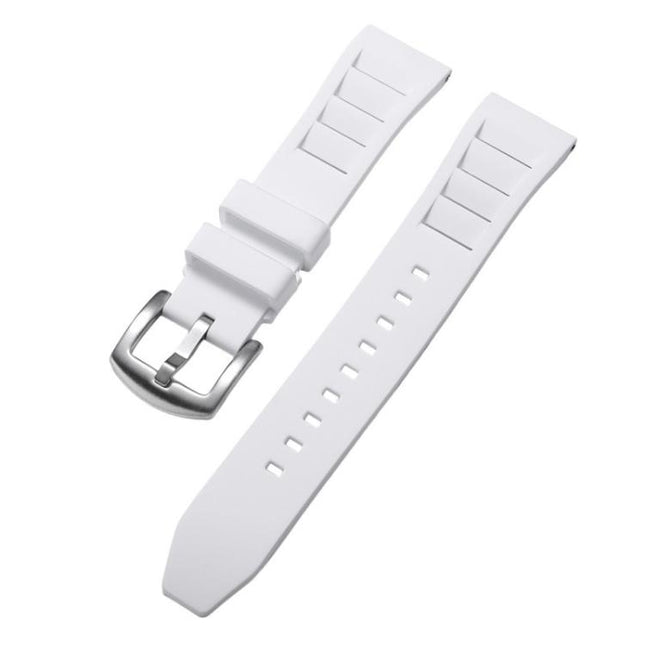 xDfind Silver Buckle Quick Release Silicone Watch Band, 20mm, 22mm