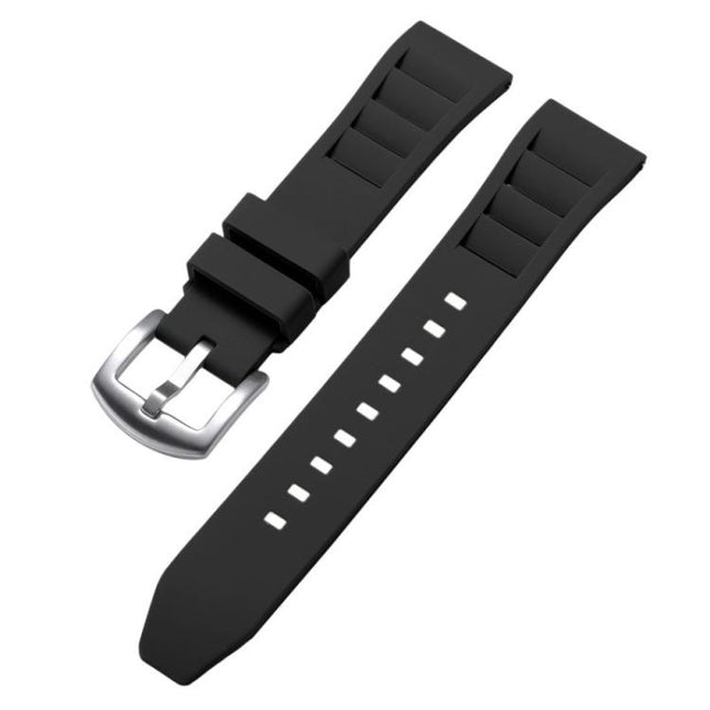 xDfind Silver Buckle Quick Release Silicone Watch Band, 20mm, 22mm