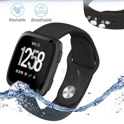 For Fitbit Versa 2 / Versa / Versa Lite xDfind Rivet Buckle Solid Color Silicone Watch Band, L