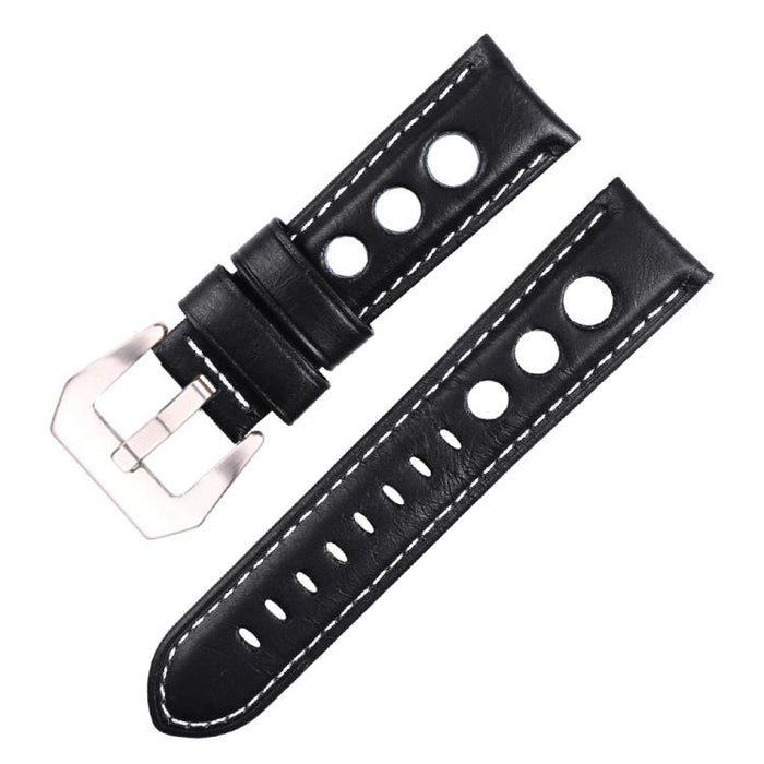 xDfind Silver Buckle Three-hole Breathable Genuine Leather Watch Band, 20mm, 22mm, 24mm