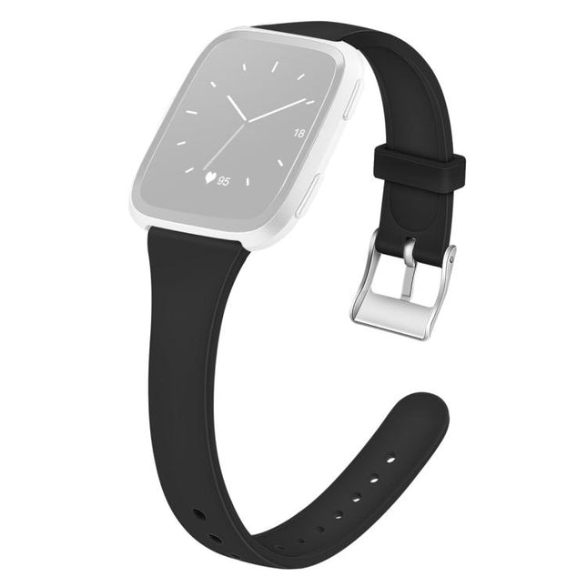 For Fitbit Versa 2 / Versa / Versa Lite xDfind Silver Buckle Slim Solid Color Silicone Watch Band, S, L