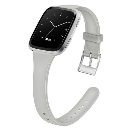For Fitbit Versa 2 / Versa / Versa Lite xDfind Silver Buckle Slim Solid Color Silicone Watch Band, S, L