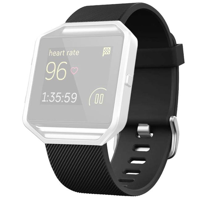 For Fitbit Blaze xDfind Steel Buckle Diagonal Texture Solid Color Silicone Watch Band, S, L