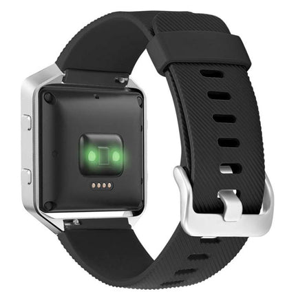 For Fitbit Blaze xDfind Steel Buckle Diagonal Texture Solid Color Silicone Watch Band, S, L