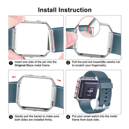 For Fitbit Blaze xDfind Steel Buckle Diagonal Texture Solid Color Silicone Watch Band, S, L